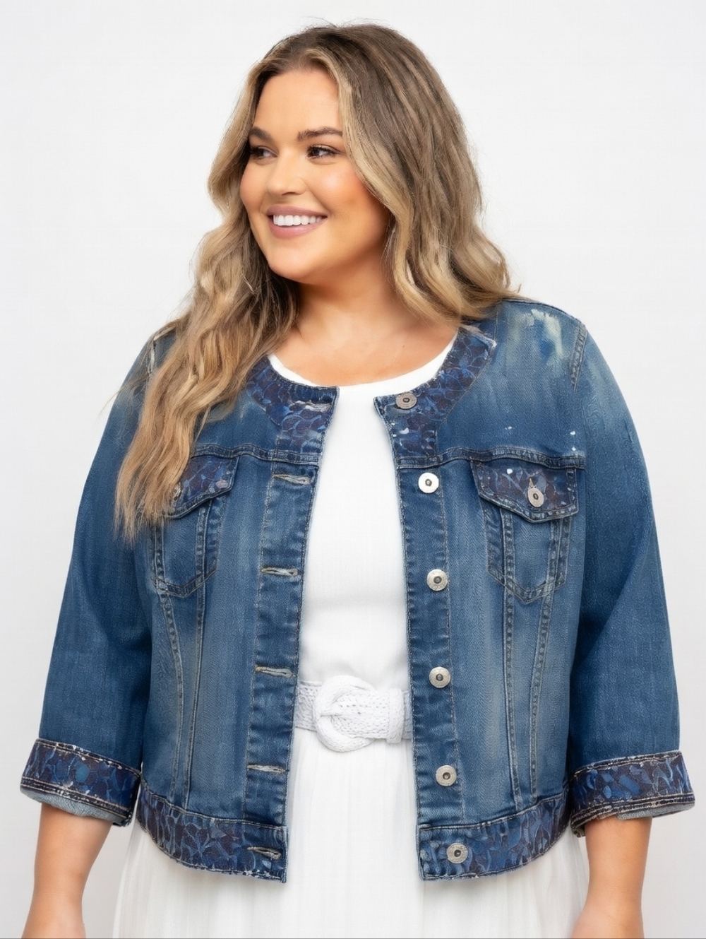 Torrid 3X Plus Cropped Denim Jean Jacket In God We Trust Patriotic Boho Y2K